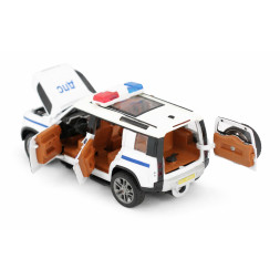 Радиоуправляемая металлическая полицейская машина Land Rover Defender 1:22 - HCL-3610-WHITE